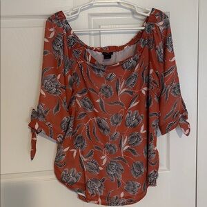 Ann Taylor Factory Orange and White Blouse